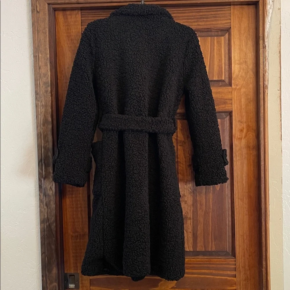 Women's Black Teddy Trench Coat Small - Picture 9 of 10